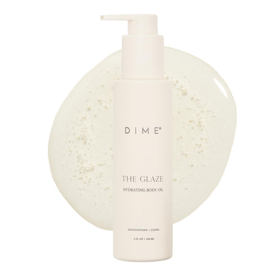 DIME Beauty Glaze Body Oil - Fast-Absorbing Non-Greasy Dry Body Oil with Argan, Jojoba and Rosehip Oil for All Over Body Glow, Hydrating Skin Oil, Vegan, Cruelty-Free, 4 oz / 120 ml