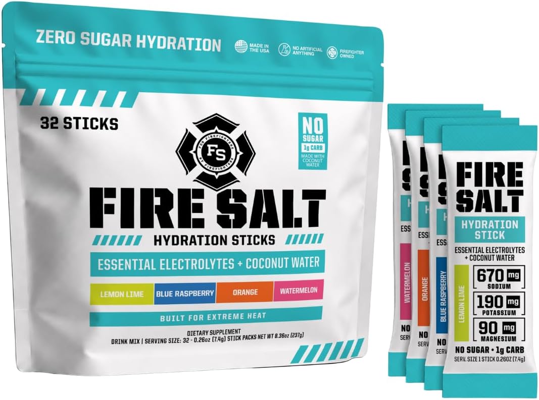 Fire Salt Variety Pack Electrolyte Hydration Sticks, Zero Sugar, 32 Count