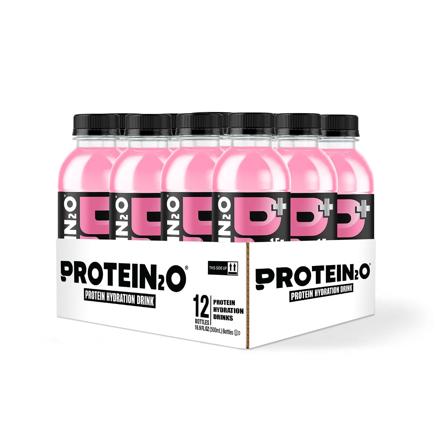 Protein2o 15g Whey Protein Isolate Hydration Drink Plus Energy & Focus, 350mg of Electrolytes, Vitamins B5 & B6, Sugar Free, Cotton Candy, 16.9 oz Bottle (Pack of 12)