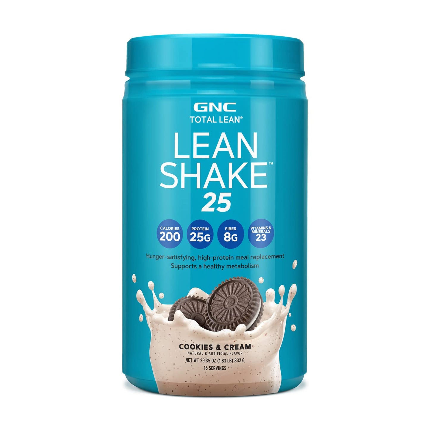GNC Total Lean Shake 25, Rich Chocolate, Zero Added Sugar, 16 Servings | High-Protein Meal Replacement Shake with Essential Vitamins and Minerals, Supports Weight Management and a Healthy Metabolism