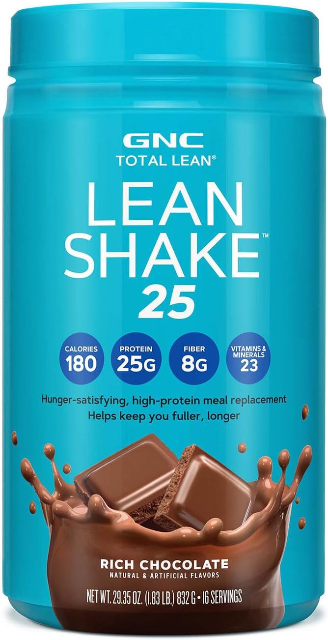 GNC Total Lean Shake 25, Rich Chocolate, Zero Added Sugar, 16 Servings | High-Protein Meal Replacement Shake with Essential Vitamins and Minerals, Supports Weight Management and a Healthy Metabolism