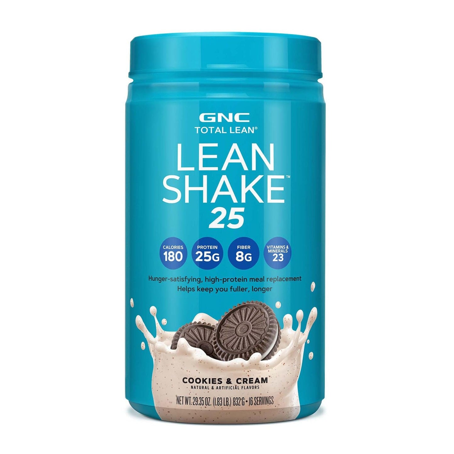 GNC Total Lean Shake 25, Rich Chocolate, Zero Added Sugar, 16 Servings | High-Protein Meal Replacement Shake with Essential Vitamins and Minerals, Supports Weight Management and a Healthy Metabolism