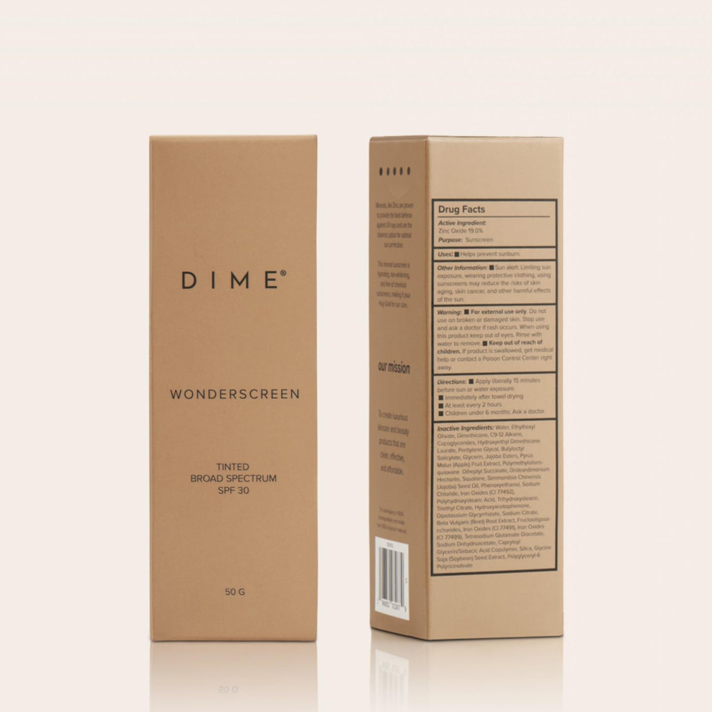 DIME Beauty Tinted Glow Wonderscreen SPF 30 - Mineral Tinted Moisturizer for Face with 19% Zinc Oxide, Skin-Enhancing Tone-Evening Sunscreen, Glow-Enhancing Tint, Vegan, Cruelty-Free, 50 g