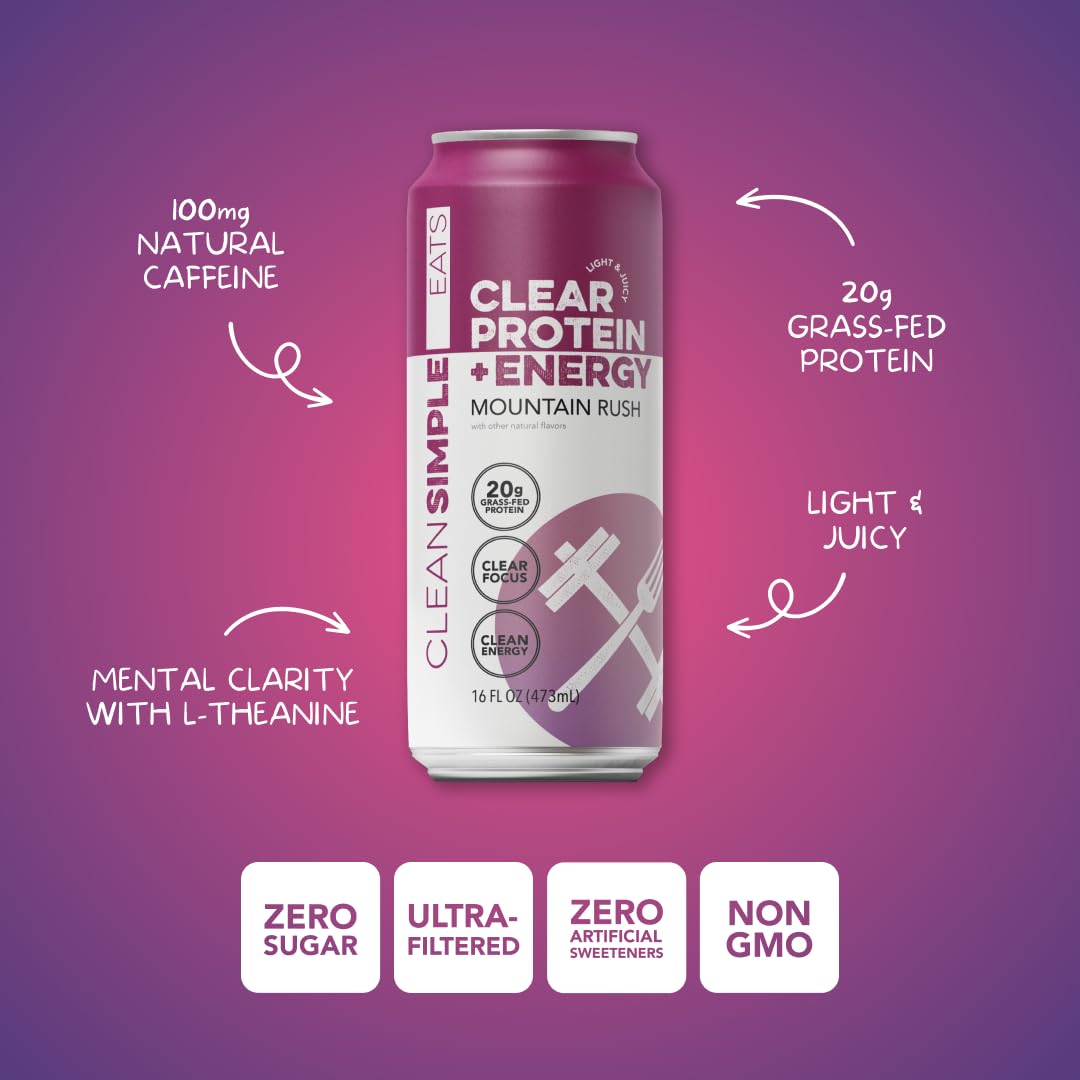 Clean Simple Eats Clear Protein + Energy, Mountain Rush, 12 Pack