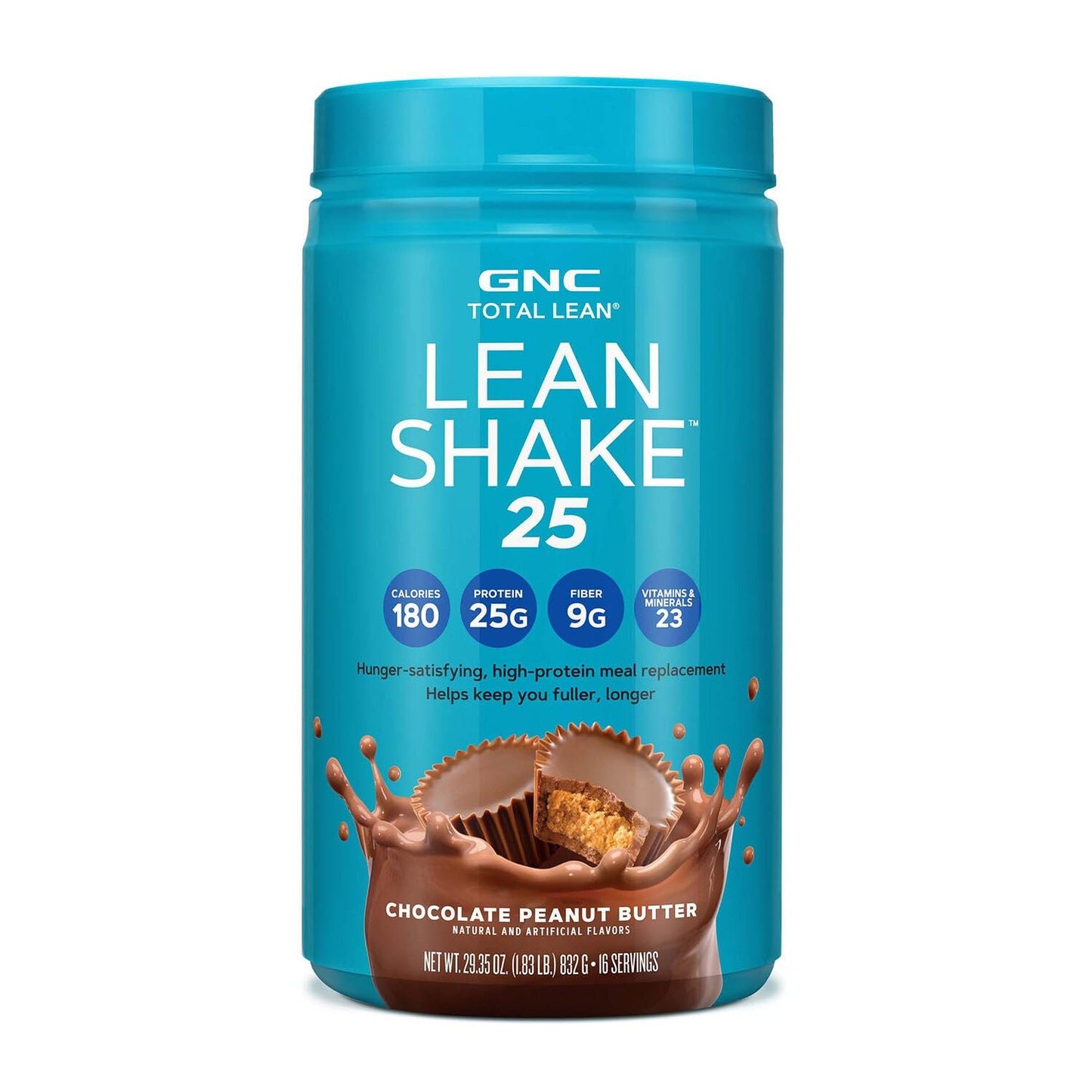 GNC Total Lean Shake 25, Rich Chocolate, Zero Added Sugar, 16 Servings | High-Protein Meal Replacement Shake with Essential Vitamins and Minerals, Supports Weight Management and a Healthy Metabolism