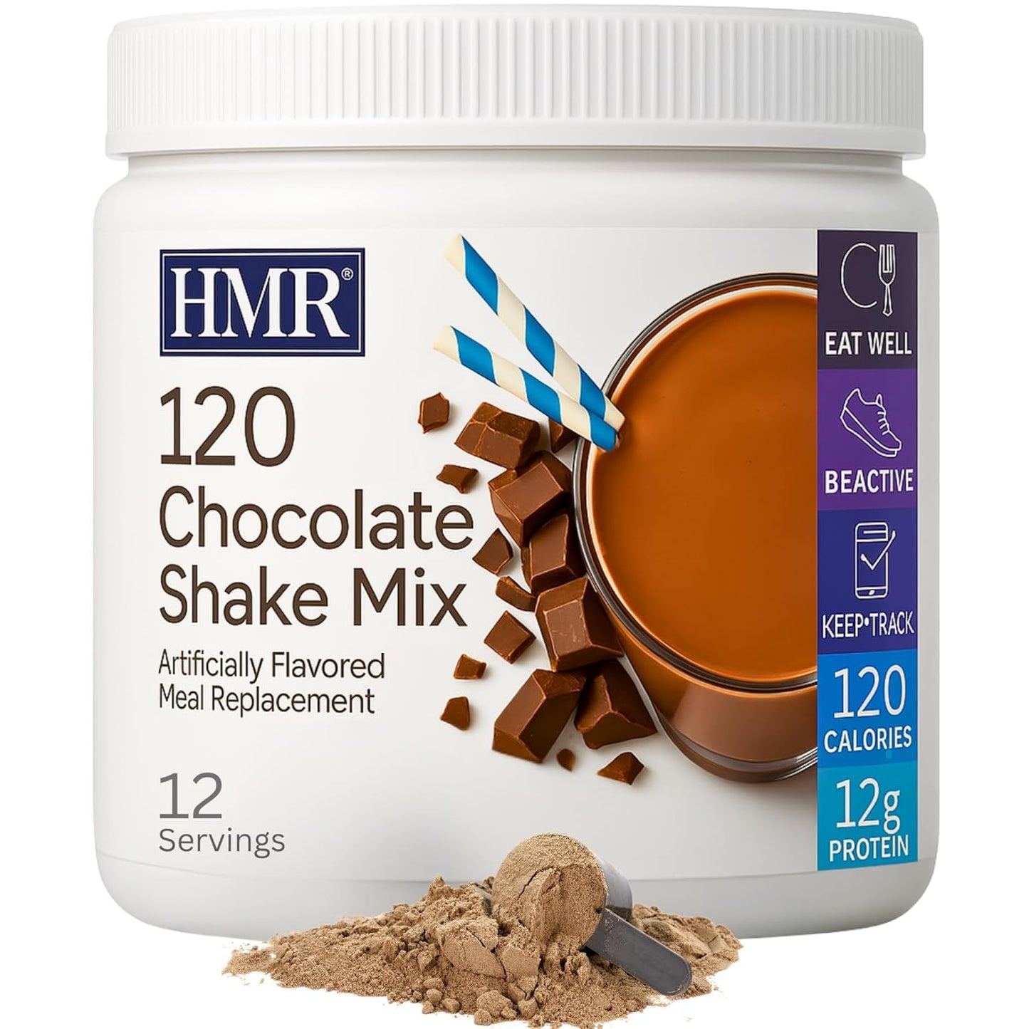 HMR 120 Chocolate Meal Replacement Shake Powder, 12 Servings | Meal Replacement Shake – Rich Chocolate Flavor – 120 Shake Powder – 12g Protein – 12 Servings