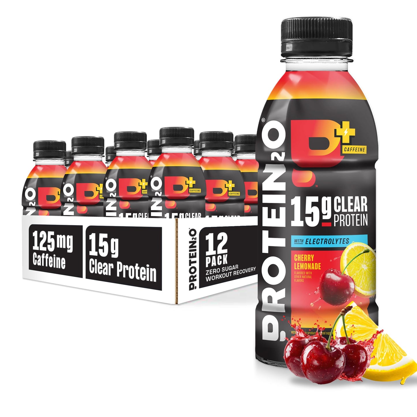 Protein2o 15g Whey Protein Isolate Hydration Drink Plus Energy & Focus, 350mg of Electrolytes, Vitamins B5 & B6, Sugar Free, Cotton Candy, 16.9 oz Bottle (Pack of 12)