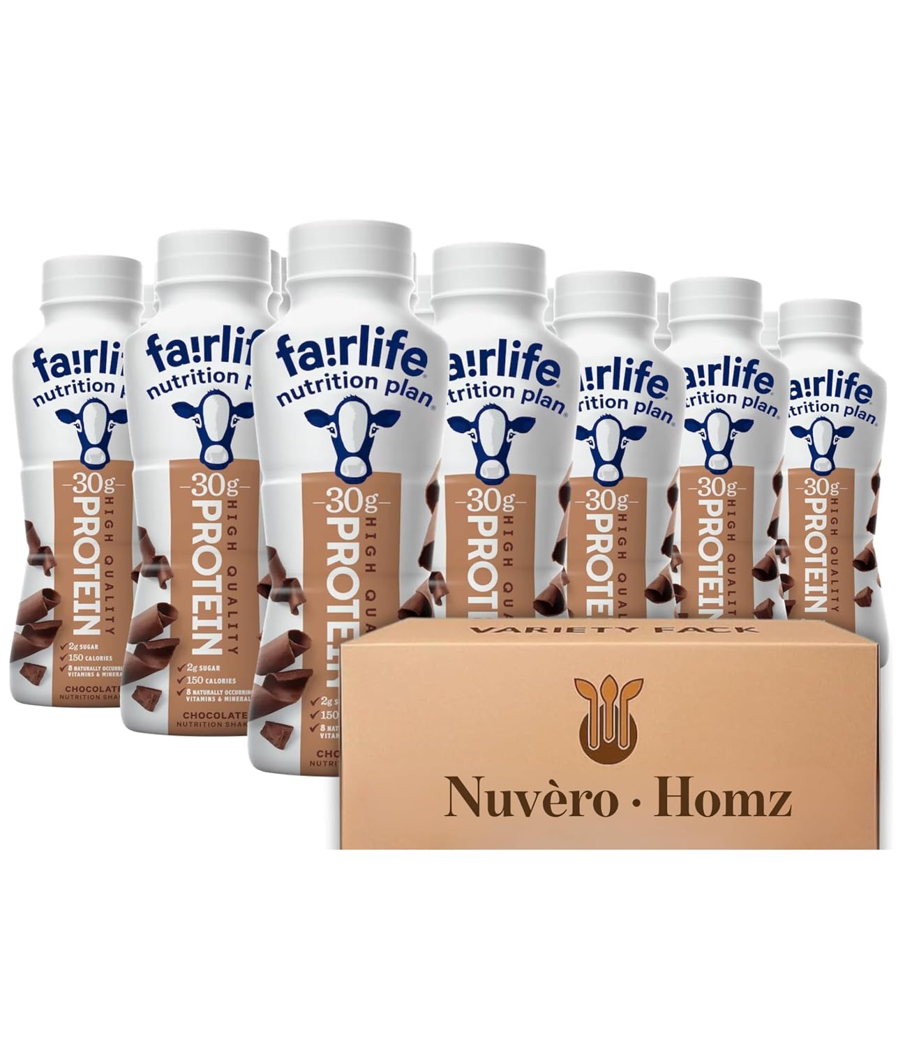 Fairlife Protein Shakes Chocolate - Pack of 15 (30g Protein, 11.5 fl oz Each) – Exclusive Bulk Pack Packaged by Nuvèro·Homz