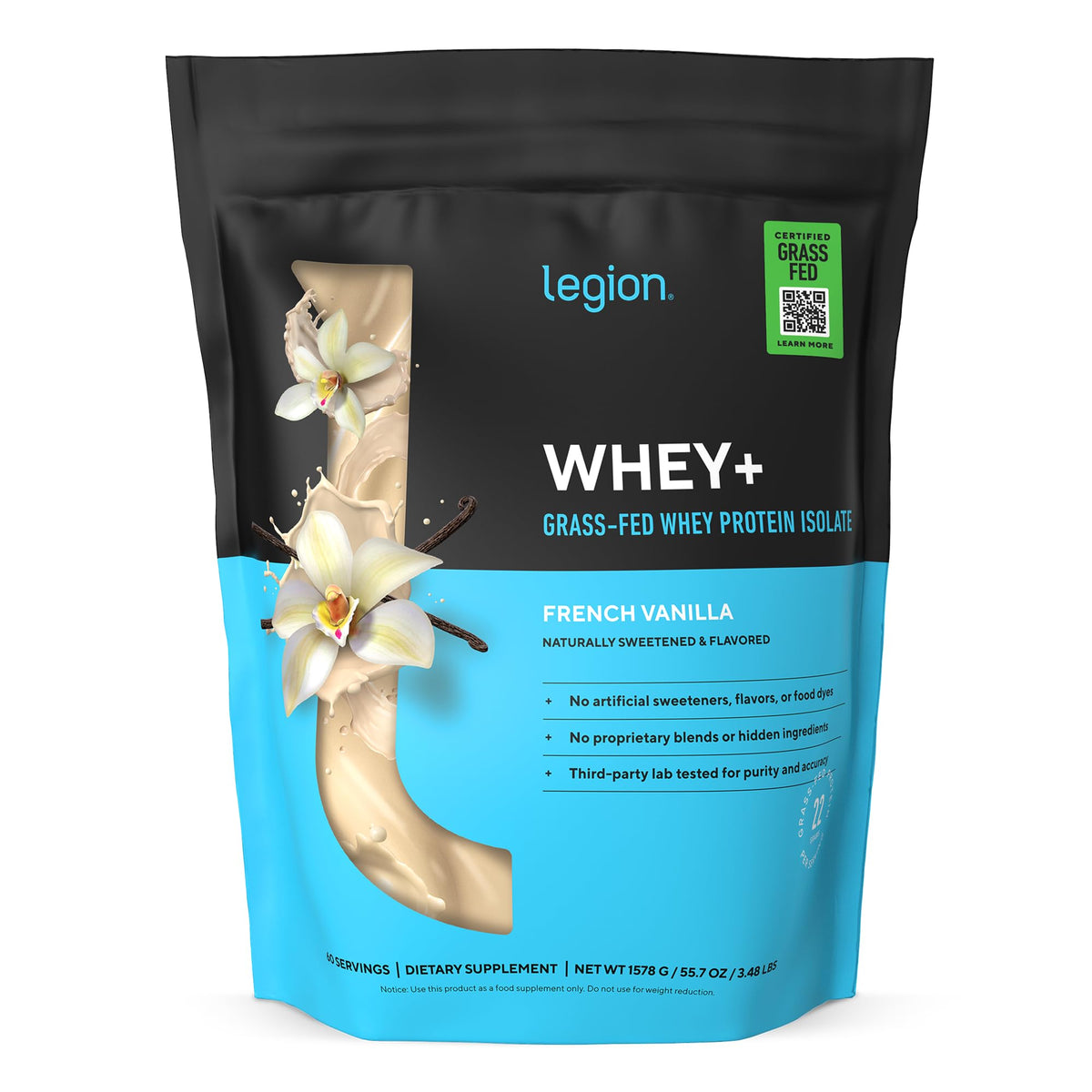 Legion Whey+ Protein Isolate Grass Fed, Chocolate, 30 Servings
