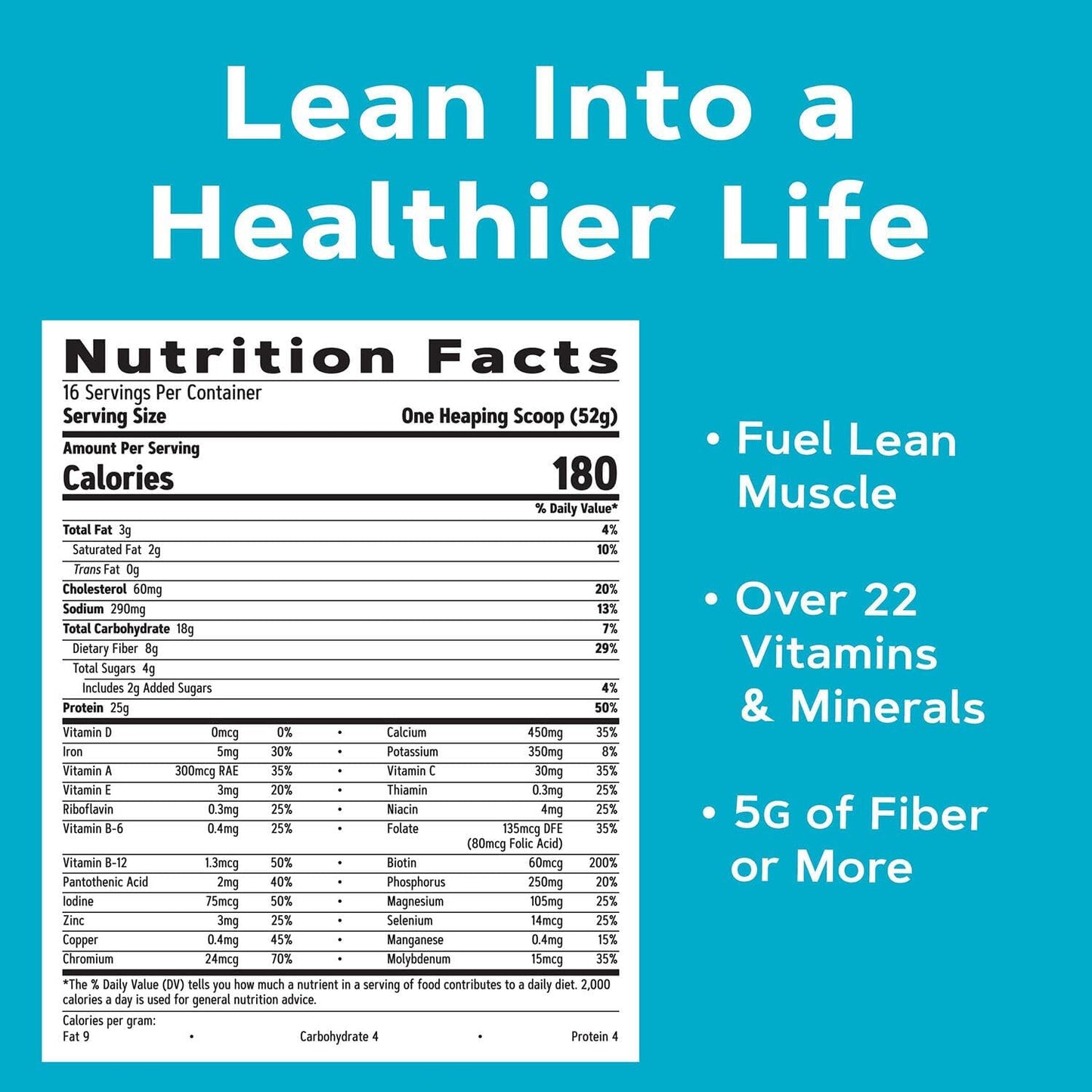 GNC Total Lean Shake 25, Rich Chocolate, Zero Added Sugar, 16 Servings | High-Protein Meal Replacement Shake with Essential Vitamins and Minerals, Supports Weight Management and a Healthy Metabolism