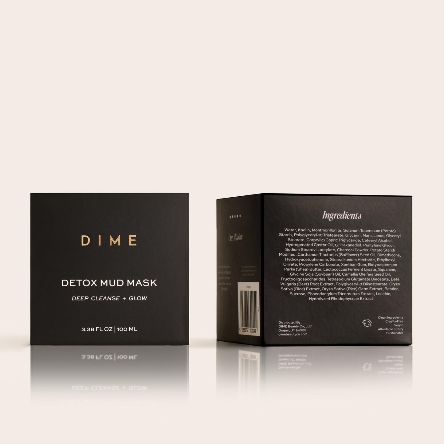 DIME Beauty Detox Mud Mask with Dead Sea Mud, Self Care Facial Mask that Nourishes and Brightens Dull Skin, 3.38 oz / 100 ml