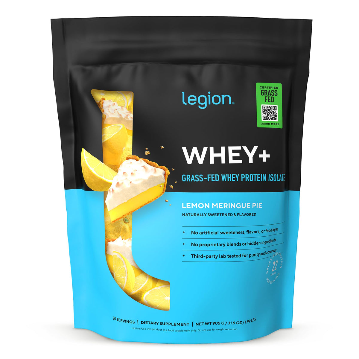 Legion Whey+ Protein Isolate Grass Fed, Chocolate, 30 Servings