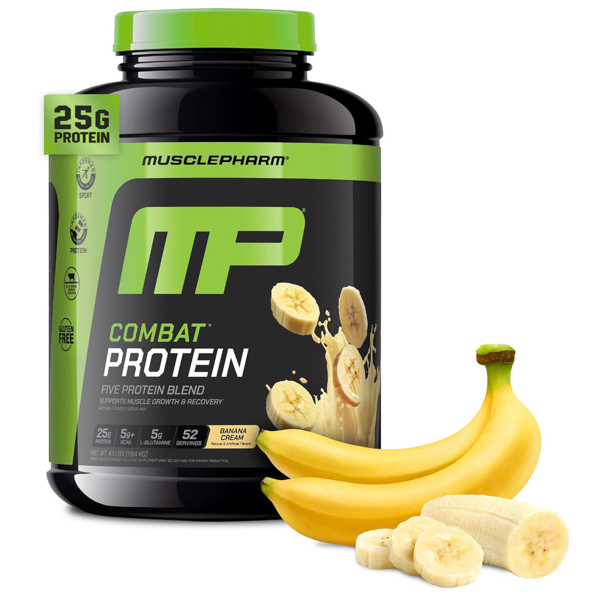 MusclePharm Combat Protein Powder, Chocolate Milk Flavor, Fuels Muscles for Productive Workouts, 5 Protein Sources including Whey Protein Isolate & Egg Albumin, Gluten Free, 4.2 lb, 52 Servings