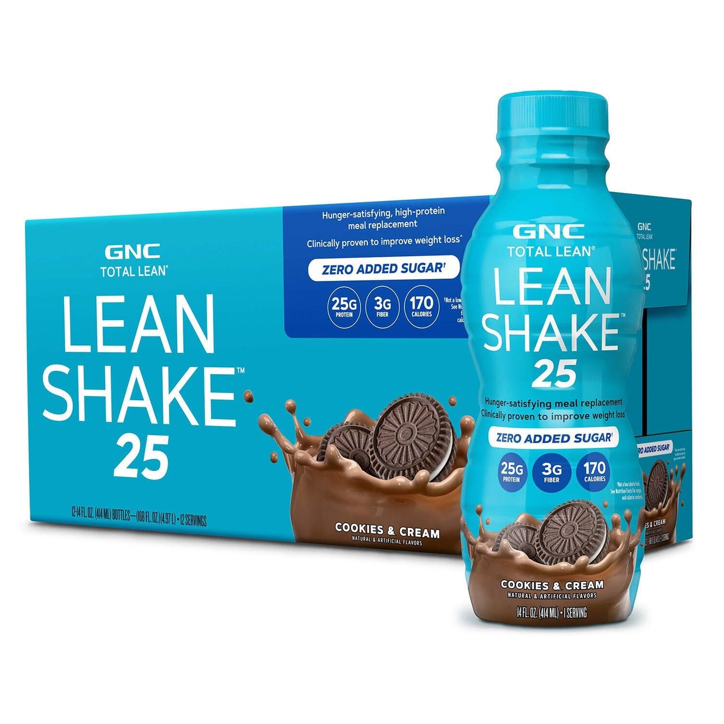 GNC Total Lean Shake 25, Rich Chocolate, Zero Added Sugar, 16 Servings | High-Protein Meal Replacement Shake with Essential Vitamins and Minerals, Supports Weight Management and a Healthy Metabolism