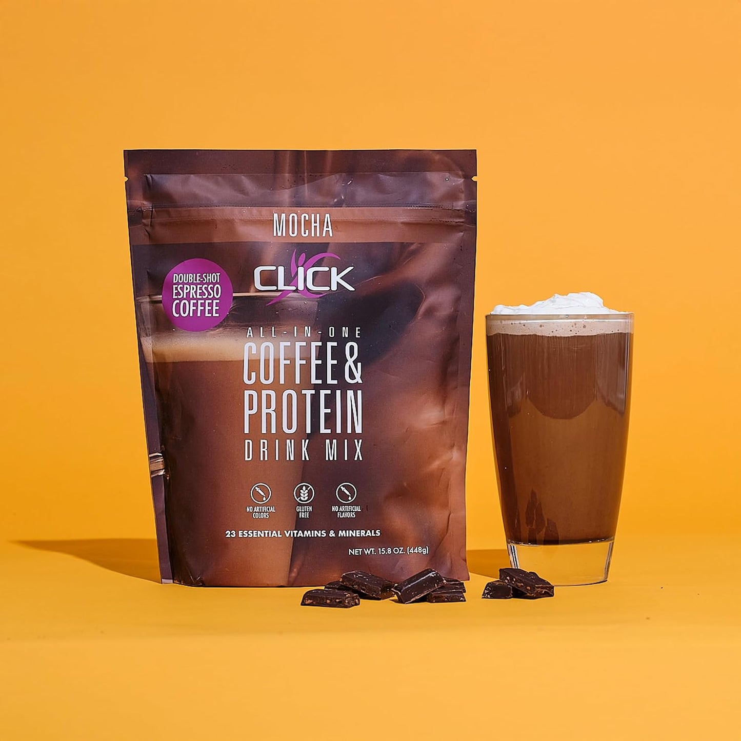 Mocha - Protein Coffee Drink - Double Shot Espresso, Hot and Cold - 15.8 oz | All-in-one protein and coffee meal replacement, 23 essential vitamins, Great hot or cold, Double shot espresso flavor, Potent