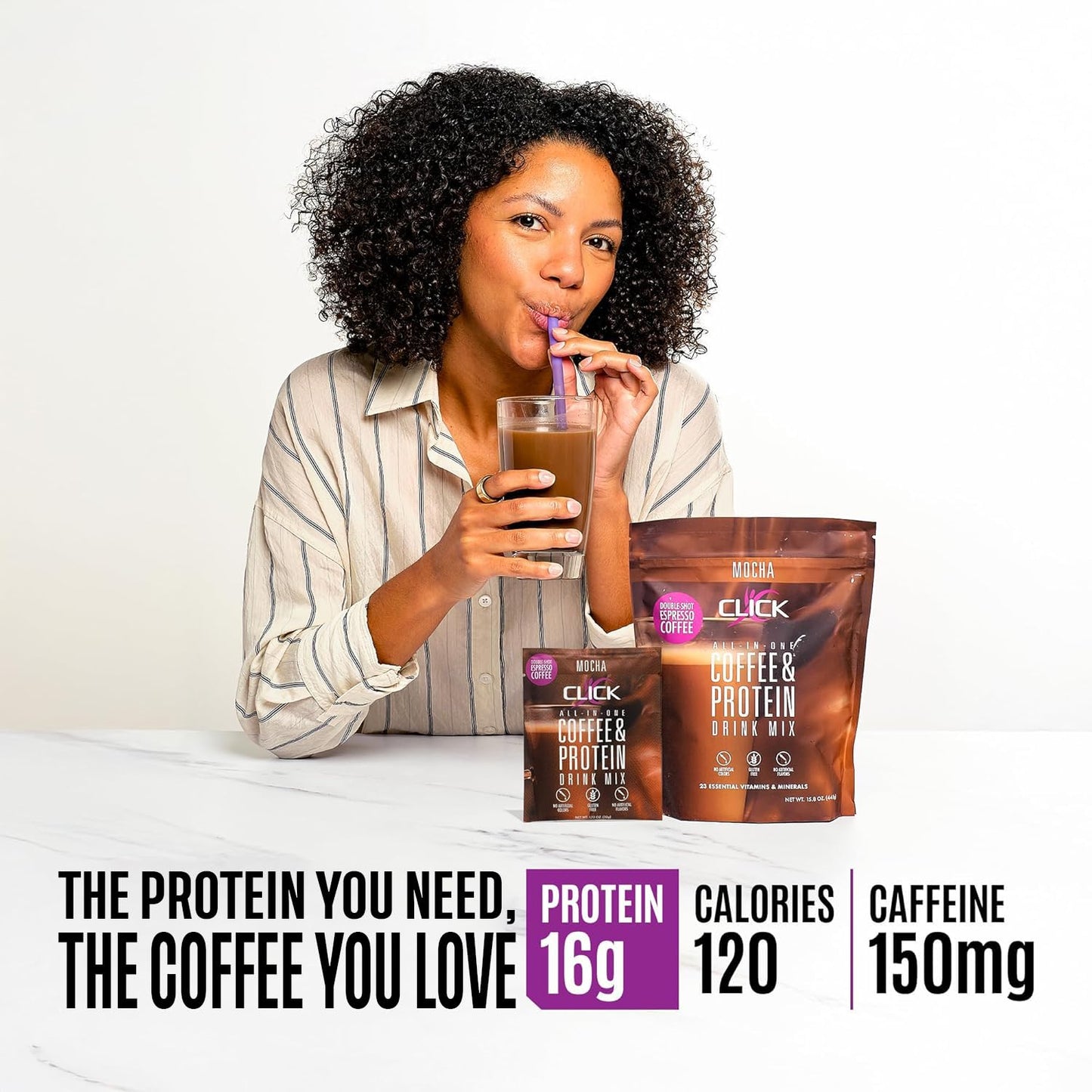 Mocha - Protein Coffee Drink - Double Shot Espresso, Hot and Cold - 15.8 oz | All-in-one protein and coffee meal replacement, 23 essential vitamins, Great hot or cold, Double shot espresso flavor, Potent