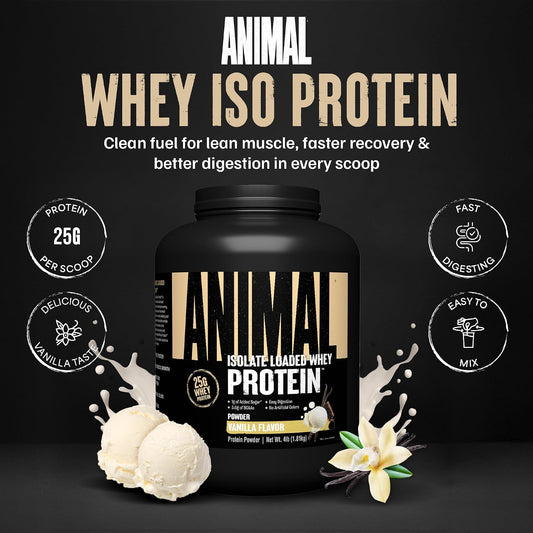 Animal Whey Isolate Protein Powder, 25G High Protein | Vanilla 4LB
