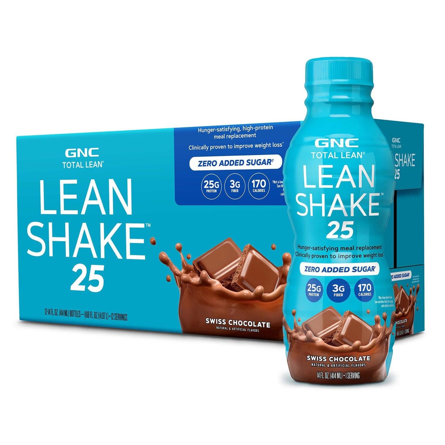 GNC Total Lean Shake 25, Rich Chocolate, Zero Added Sugar, 16 Servings | High-Protein Meal Replacement Shake with Essential Vitamins and Minerals, Supports Weight Management and a Healthy Metabolism