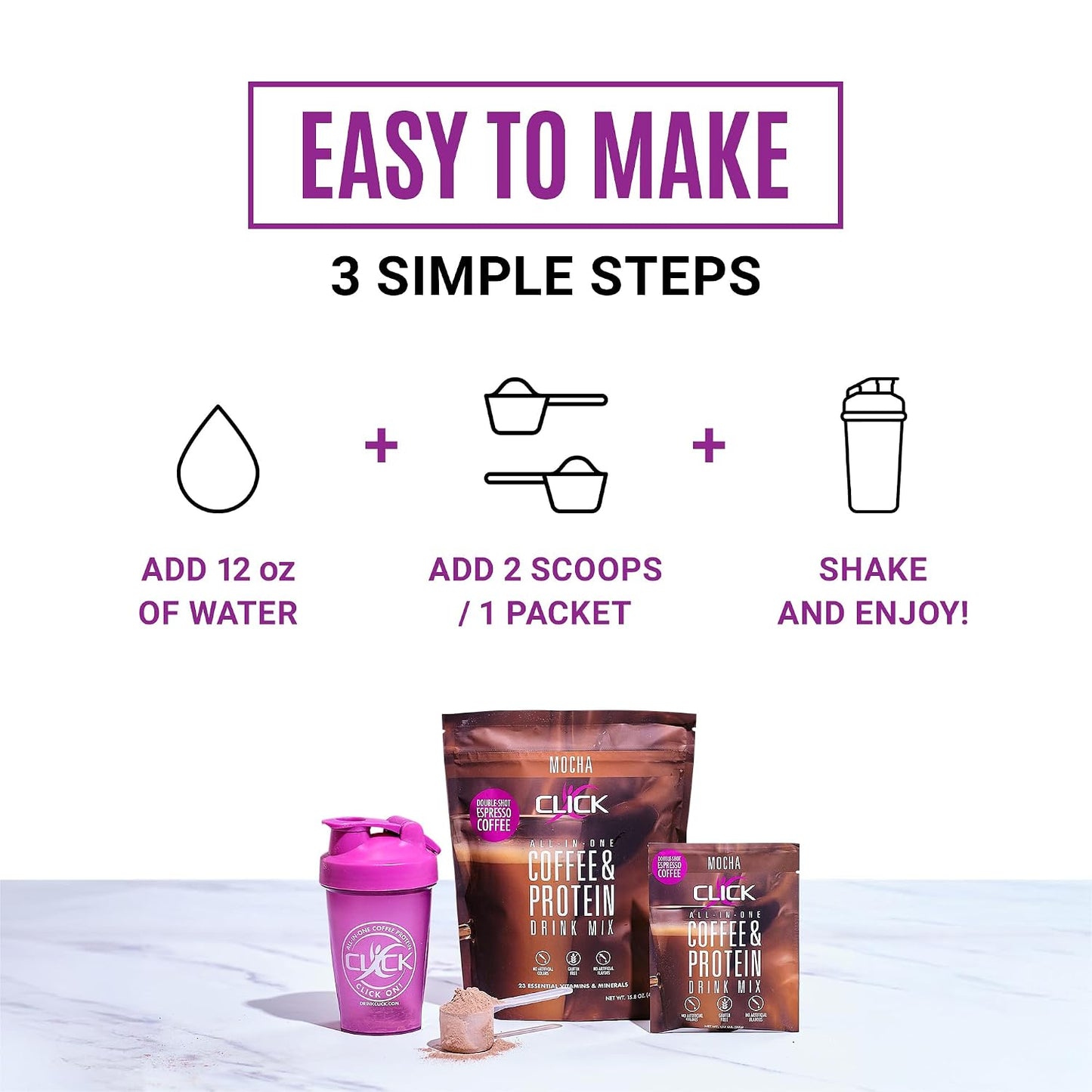 Mocha - Protein Coffee Drink - Double Shot Espresso, Hot and Cold - 15.8 oz | All-in-one protein and coffee meal replacement, 23 essential vitamins, Great hot or cold, Double shot espresso flavor, Potent