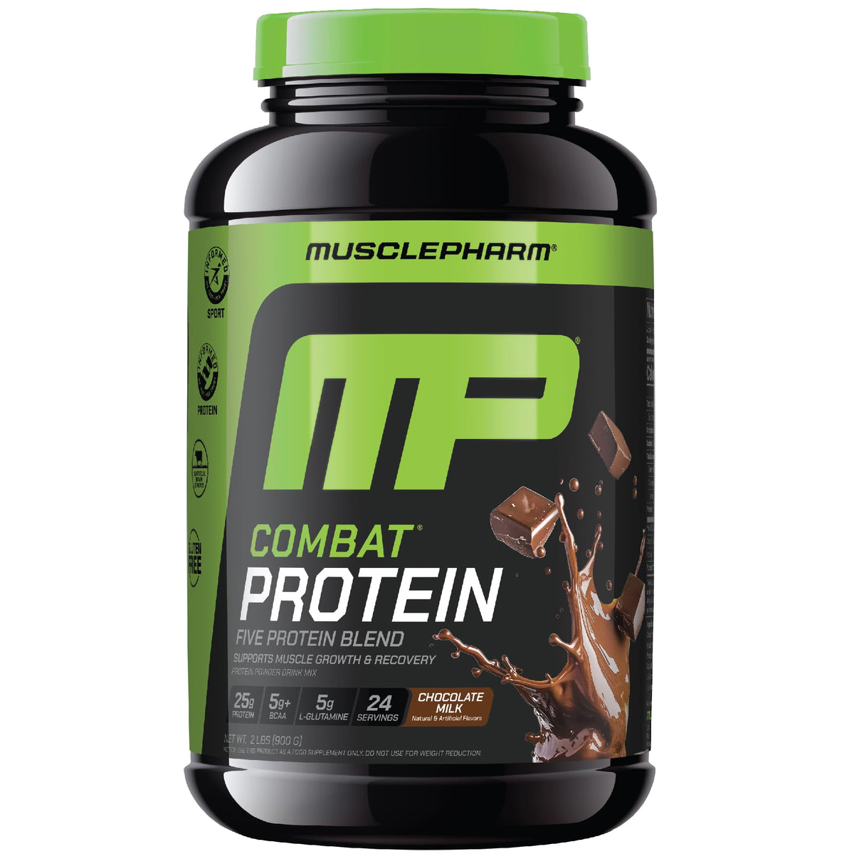 MusclePharm Combat Protein Powder, Chocolate Milk Flavor, Fuels Muscles for Productive Workouts, 5 Protein Sources including Whey Protein Isolate & Egg Albumin, Gluten Free, 4.2 lb, 52 Servings