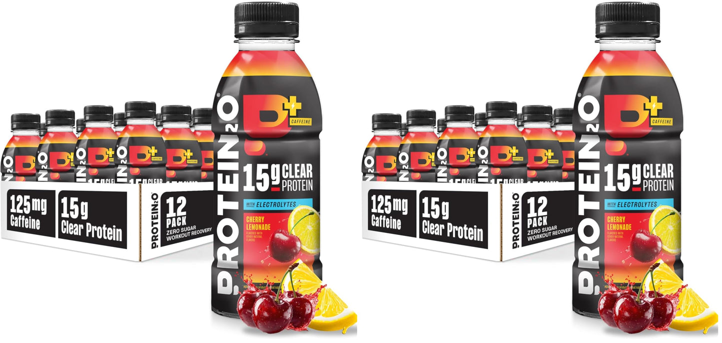 Protein2o 15g Whey Protein Isolate Hydration Drink Plus Energy & Focus, 350mg of Electrolytes, Vitamins B5 & B6, Sugar Free, Cotton Candy, 16.9 oz Bottle (Pack of 12)