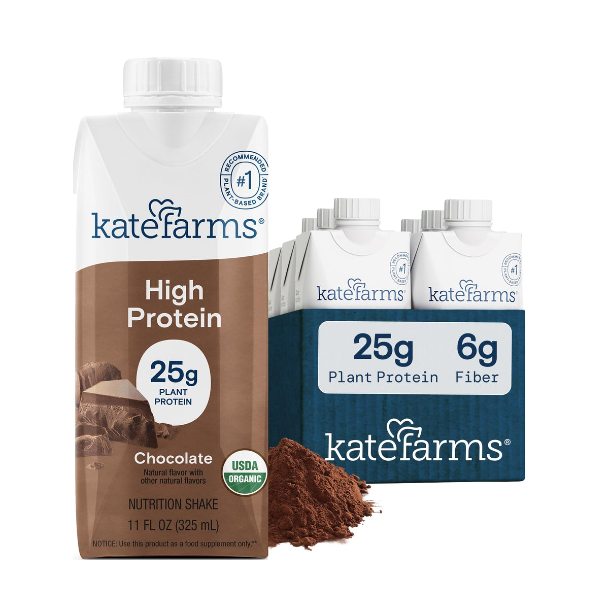 KATE FARMS Organic High Protein Vanilla Shake, 25g Protein, 12 Pack