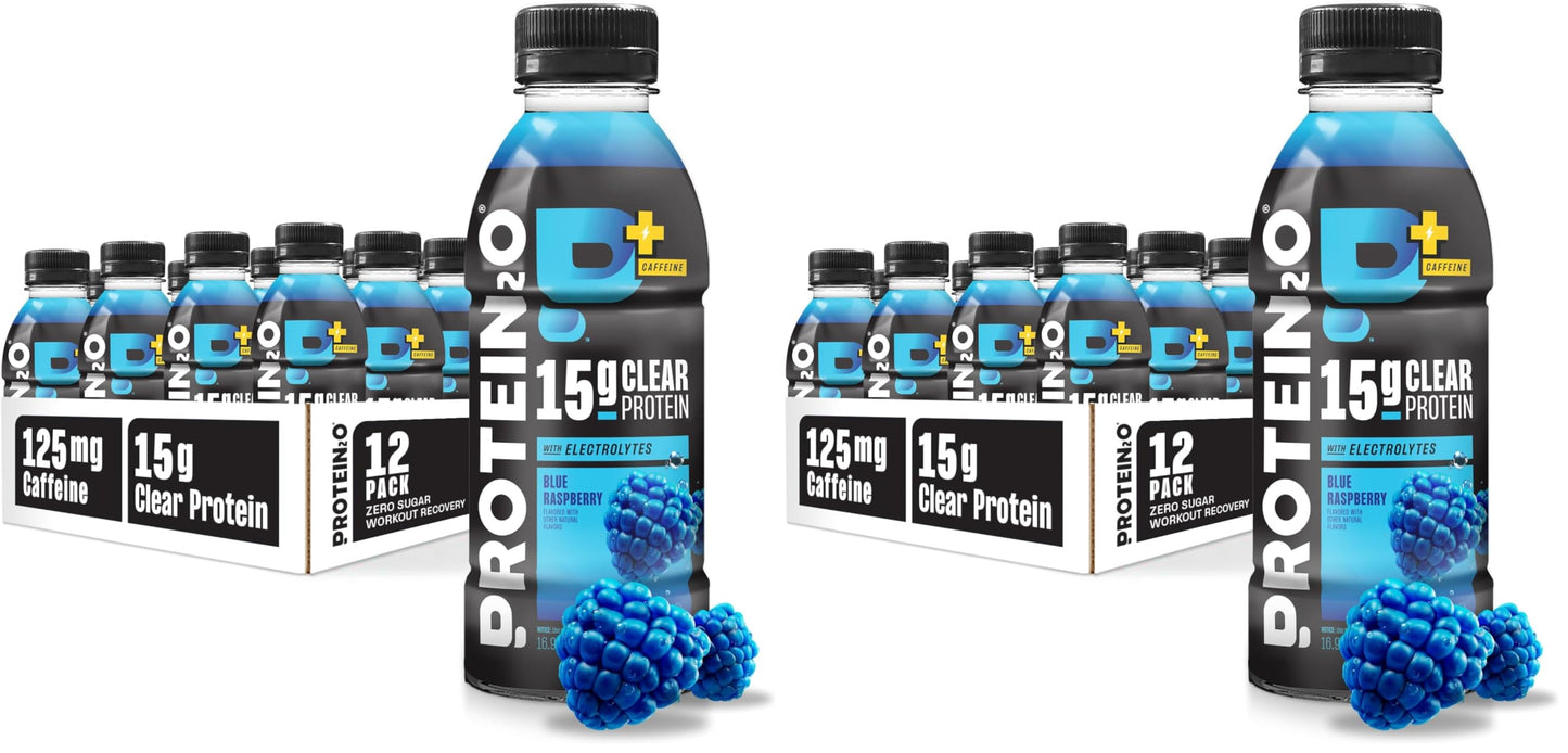 Protein2o 15g Whey Protein Isolate Hydration Drink Plus Energy & Focus, 350mg of Electrolytes, Vitamins B5 & B6, Sugar Free, Cotton Candy, 16.9 oz Bottle (Pack of 12)