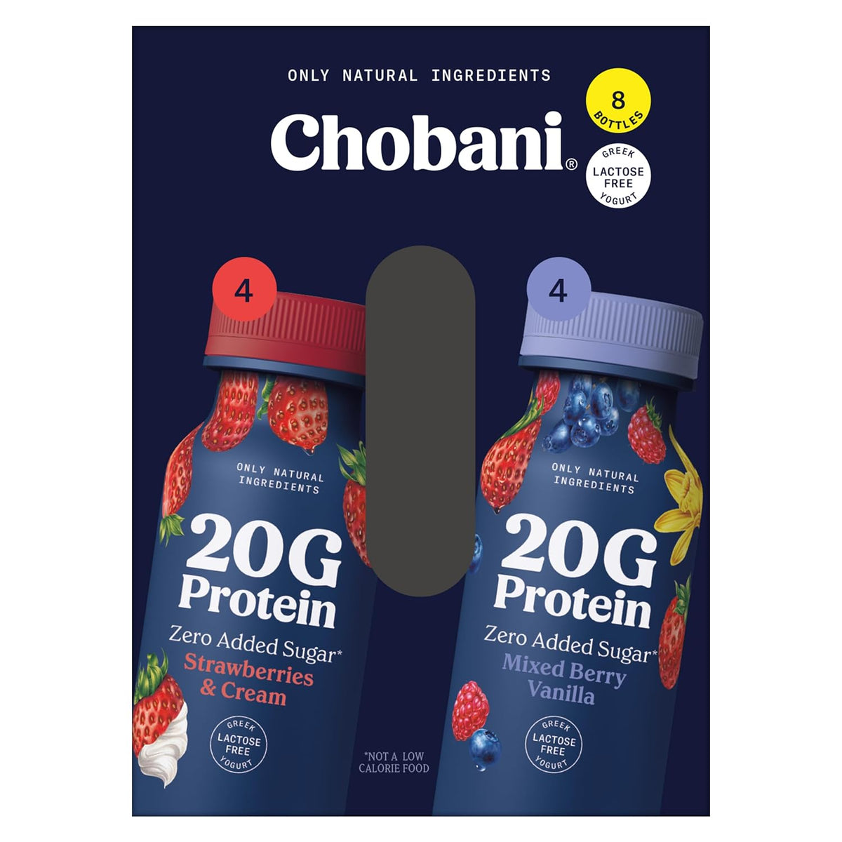 Chobani® 20g Protein Lowfat Greek Yogurt Drink FamPk Strawberries & Cream/Mixed Berry 10 fl oz 8PK