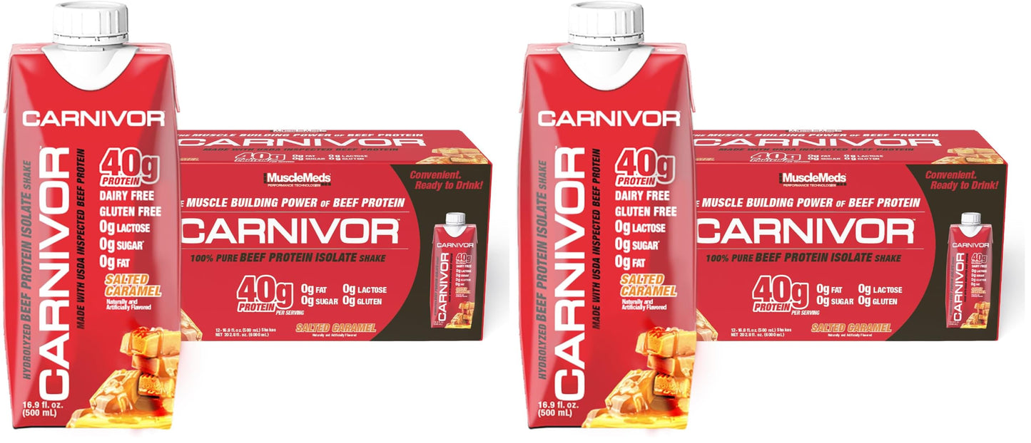 MuscleMeds Carnivor RTD, Ready to Drink Protein, Lactose Free, Sugar Free, 40g Isolate Protein, Muscle Building, Recovery, Chocolate, 16.9 Fl Oz (Pack of 12)