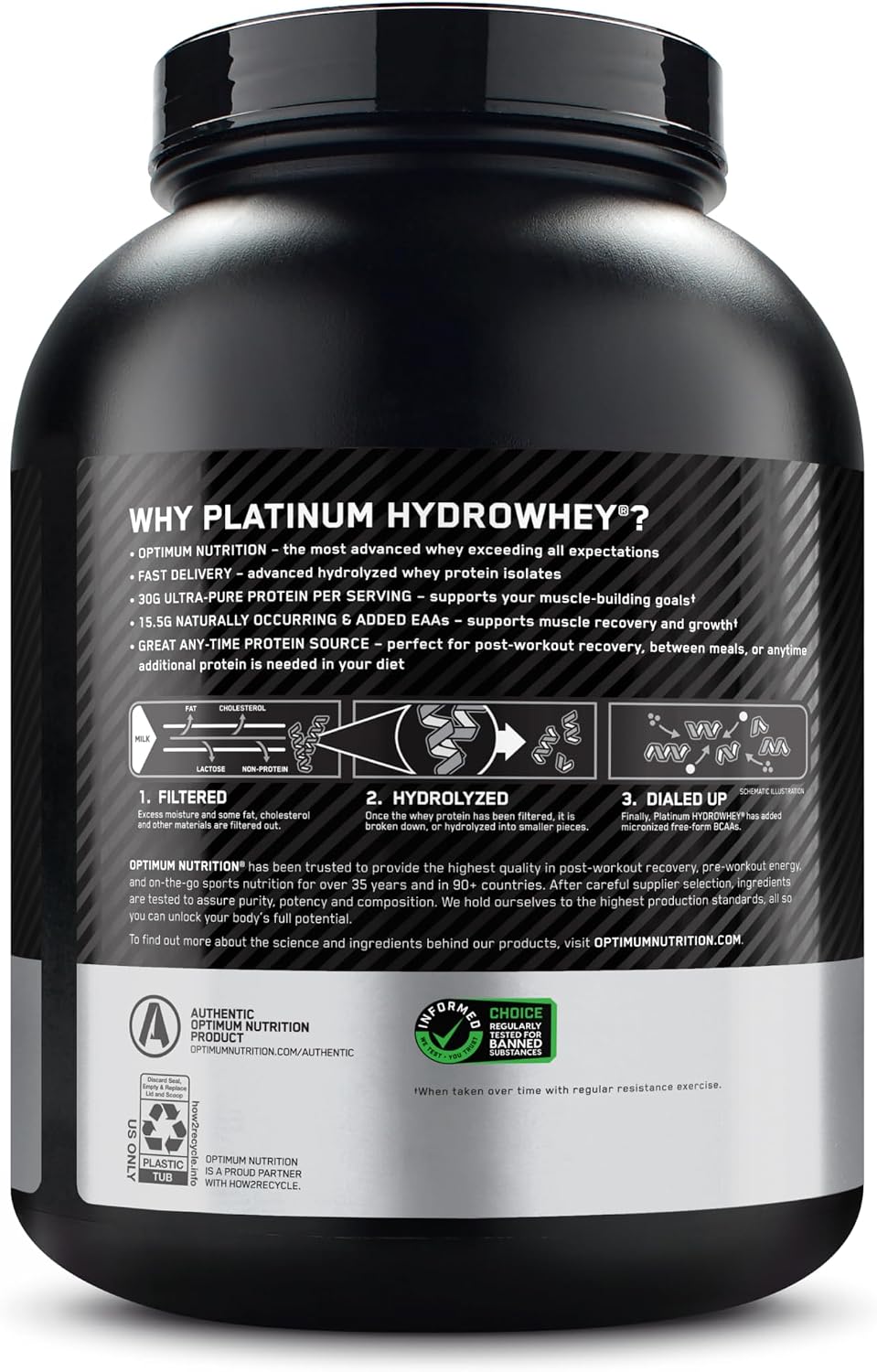 Optimum Nutrition Platinum Hydrowhey Protein Powder, Turbo Chocolate, 3.6LB