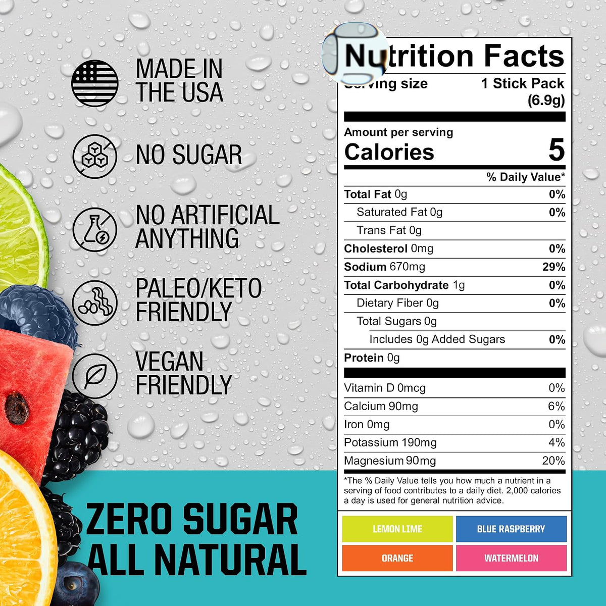 Fire Salt Variety Pack Electrolyte Hydration Sticks, Zero Sugar, 32 Count