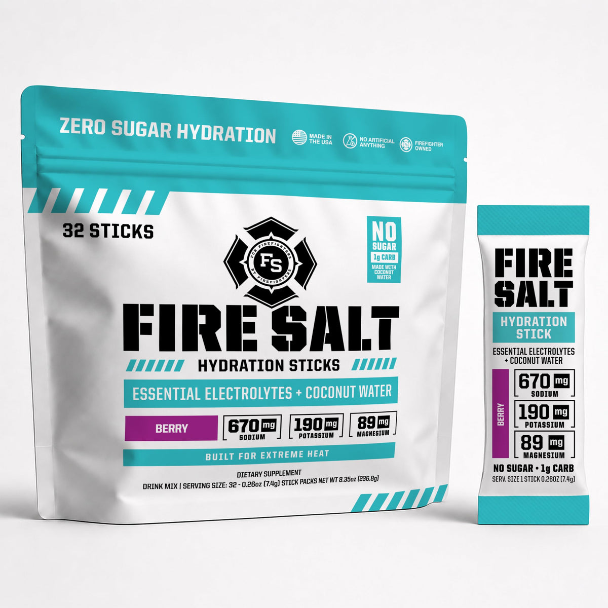 Fire Salt Variety Pack Electrolyte Hydration Sticks, Zero Sugar, 32 Count