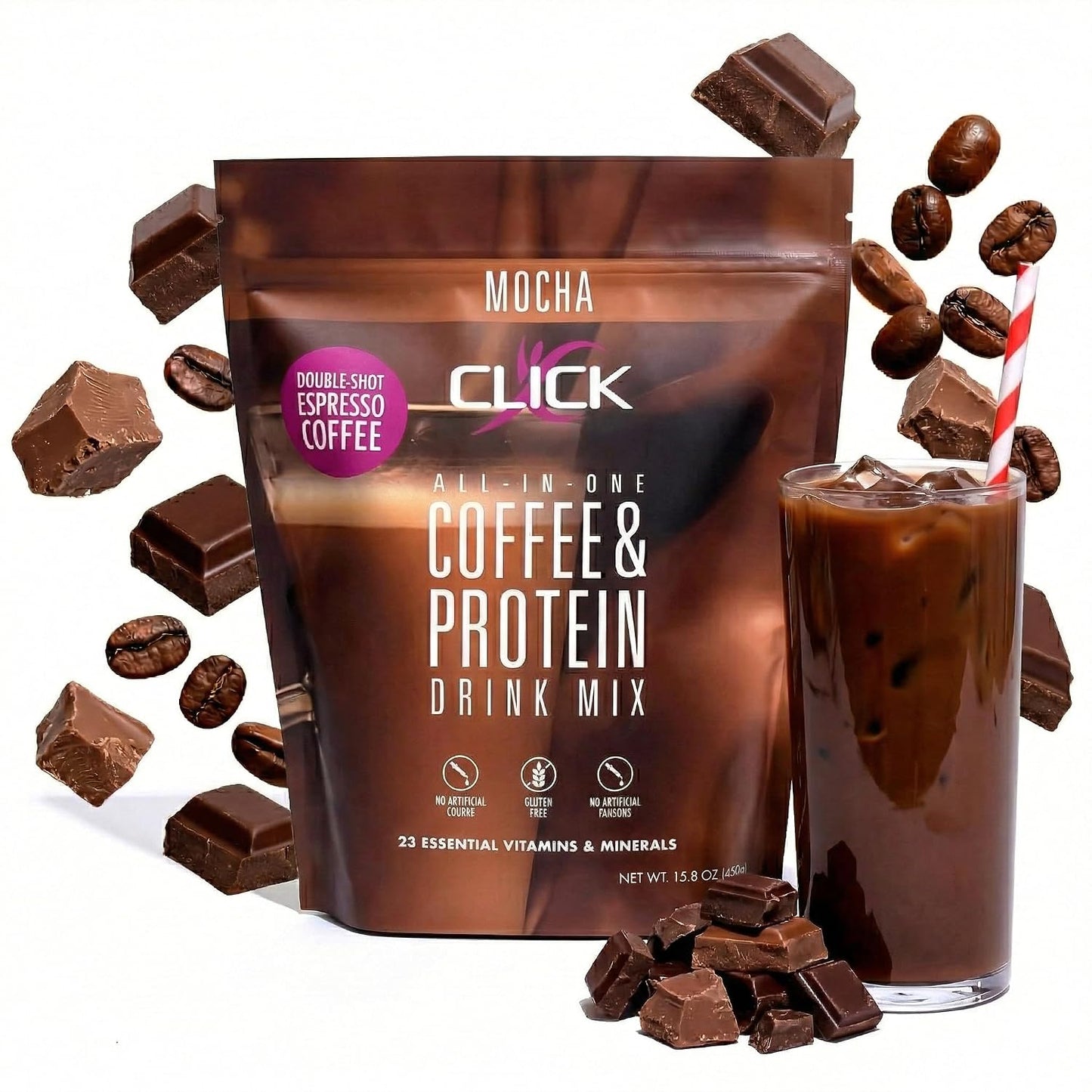 Mocha - Protein Coffee Drink - Double Shot Espresso, Hot and Cold - 15.8 oz | All-in-one protein and coffee meal replacement, 23 essential vitamins, Great hot or cold, Double shot espresso flavor, Potent