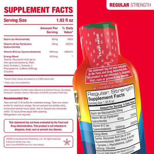 5-hour ENERGY BERRY Flavor, 30 Count, Regular Strength Energy Shot