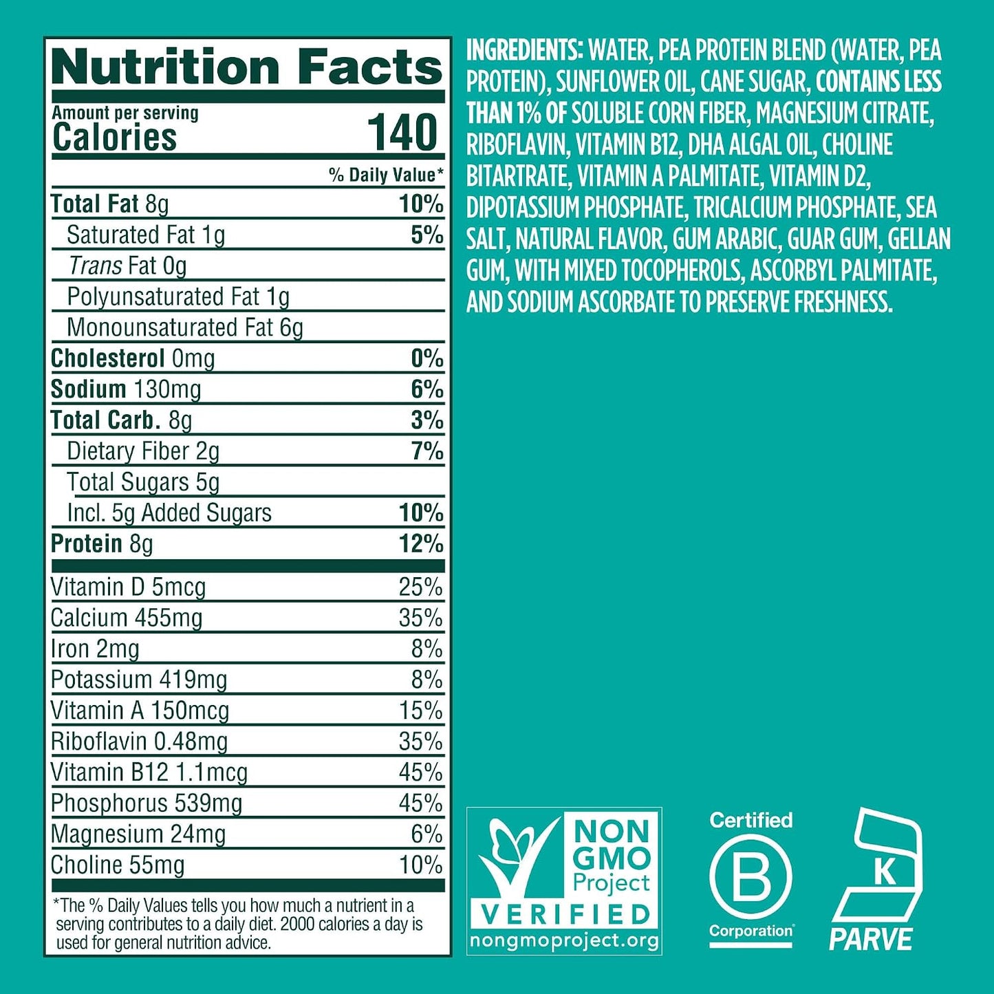 Ripple Kids Original Plant Based Milk | Pediatrician Recommended | 8g Pea Protein | Shelf Stable | Vegan & Non GMO Certififed | Dairy, Soy, Nut, Gluten, and Lactose Free | 8 Fl Oz (Pack of 12)